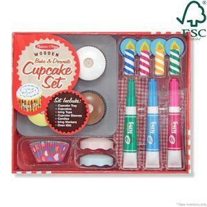 Melissa & Doug Bake & Decorate Wooden Cupcake Play Set NIB